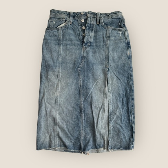 Free People | Mambo Light Wash Denim Midi Skirt | NWOT | Multiple Sizes - Picture 6 of 11